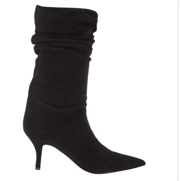 MARC FISHER 9 MANYA MID CALF RUCHED KITTEN HEEL BOOT BOOTIE BLACK NIB - Picture 6 of 11